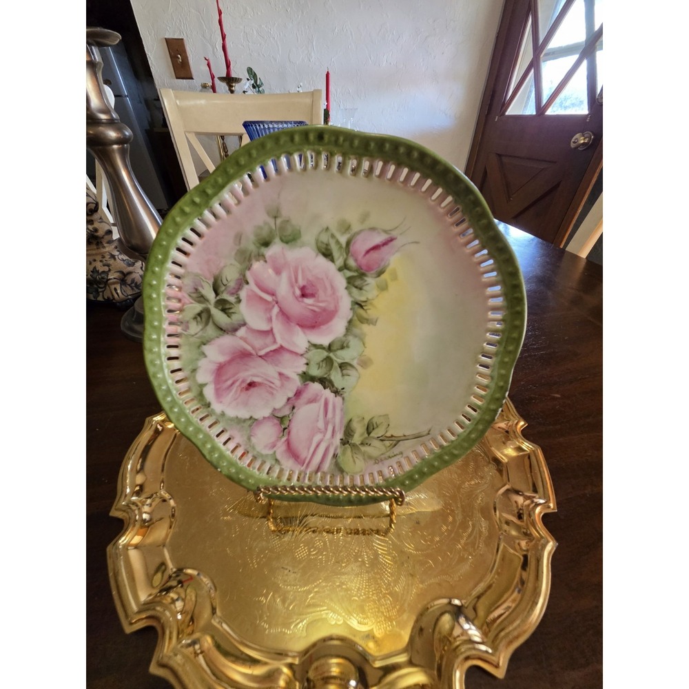 Antique Porcelain Plate, Floral, Cottagecore